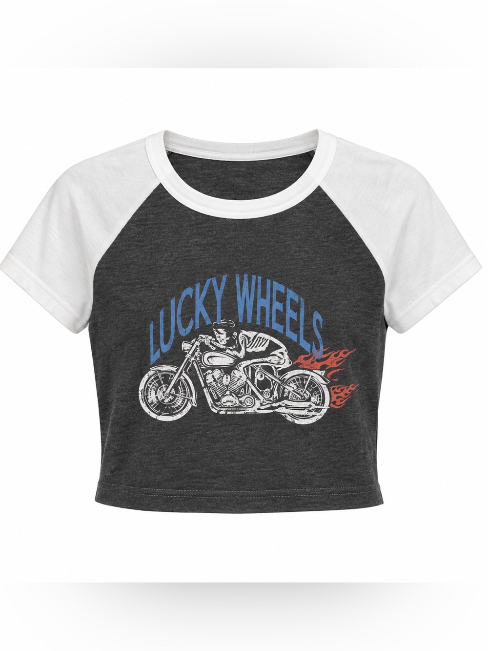 Vinyl icons lucky wheels vintage cropped top